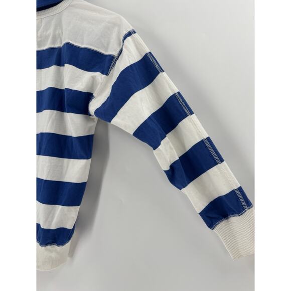 Vintage Lindsey Blake Shirt Womens Small Petite Blue White Striped 3/4 Sleeves - Picture 11 of 16